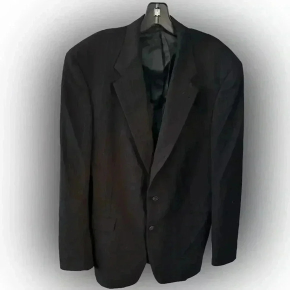 BURBERRY men’s wool navy blue pinstripe blazer. 2 button close sz 42L - Picture 1 of 9